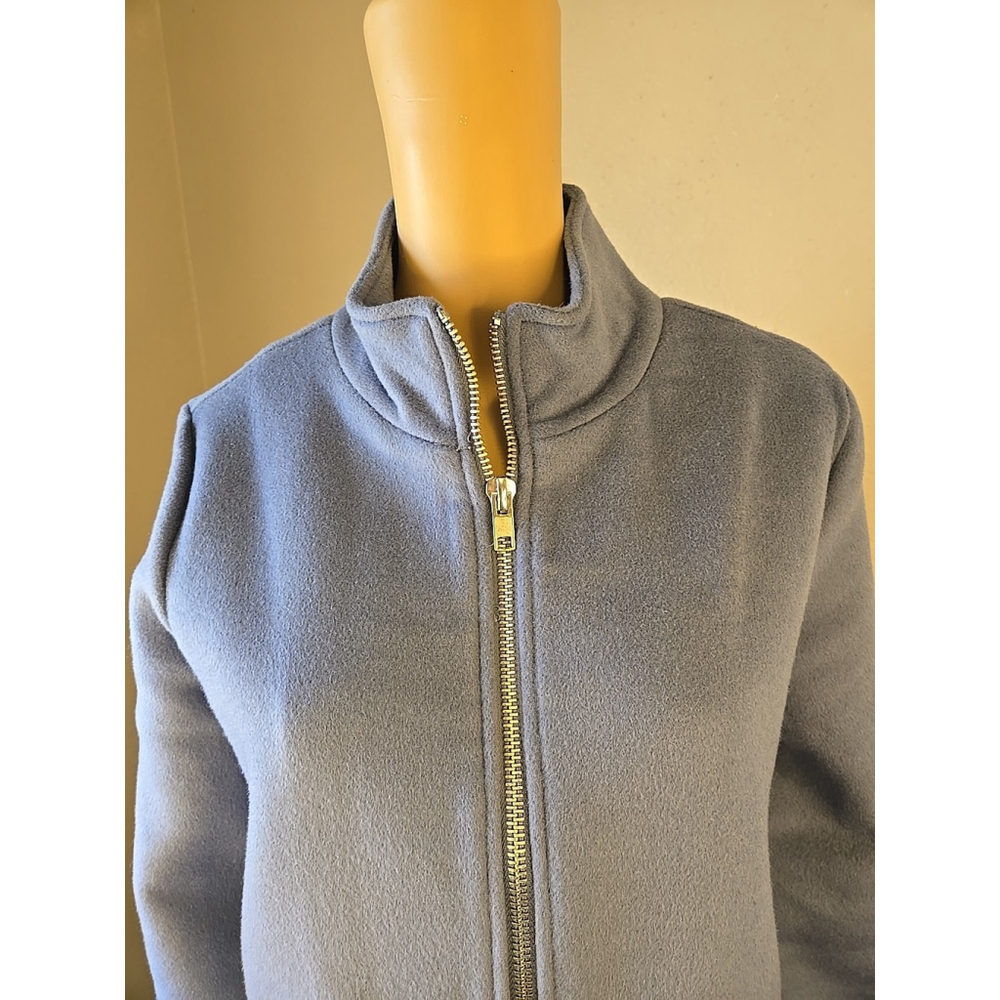 Joie Women's Light Blue Woold Blend Full Zip Flap Pocket Hip Length Coat Large - Picture 4 of 9